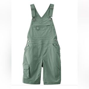 New Women's Heirloom Gardening Short Overalls XS green
